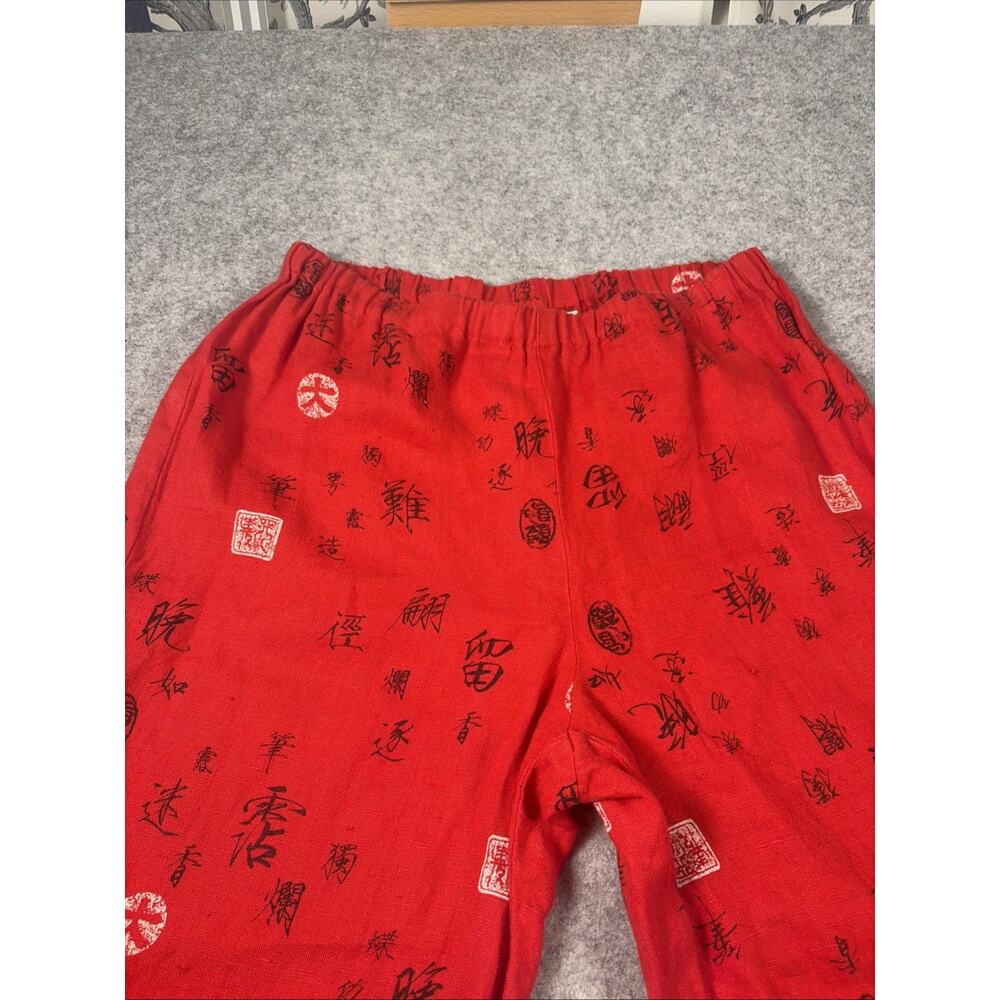 Chicos Design 100% Linen Straight Cropped Capri Pants Artsy Asian Tribal Print 8 - Picture 3 of 8